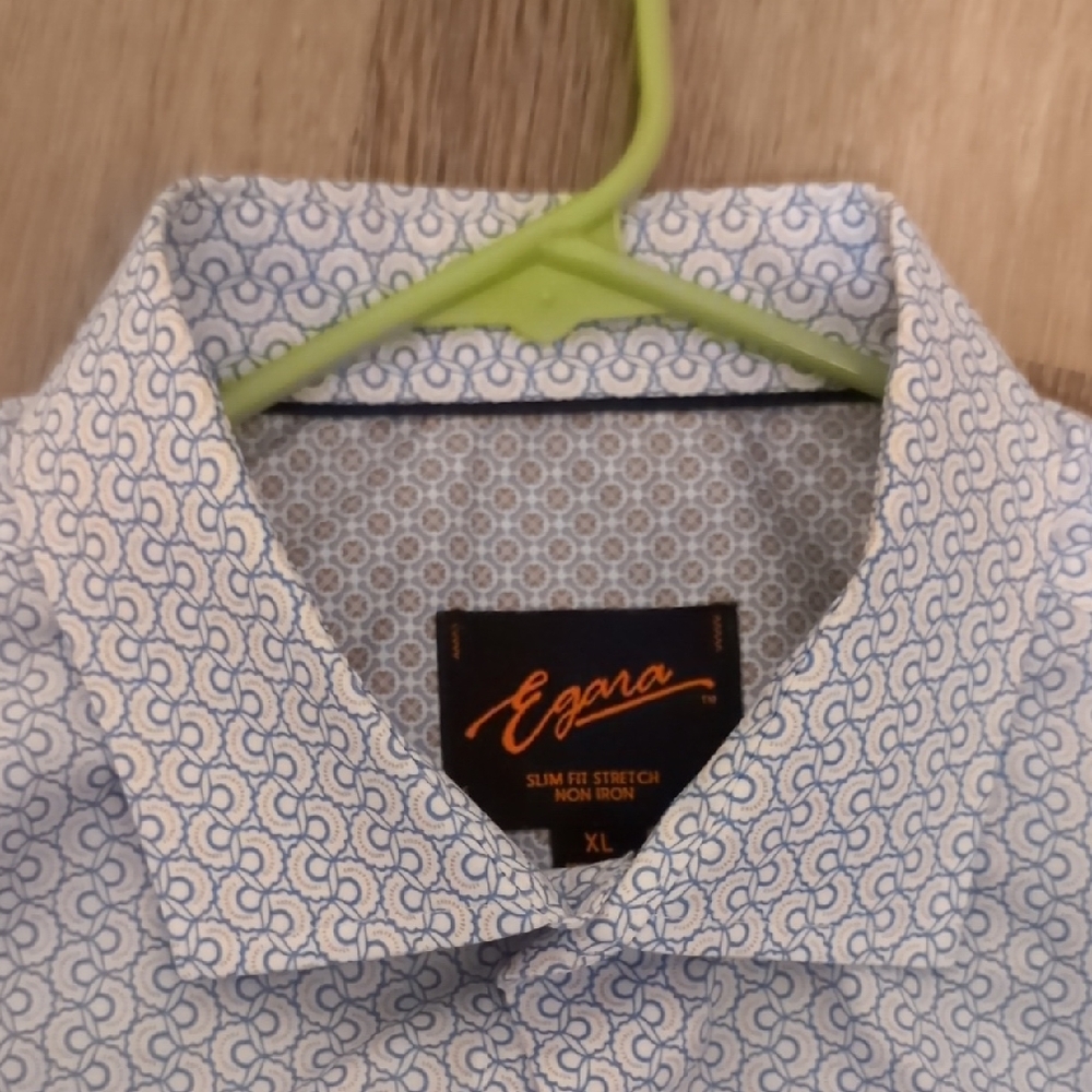 Egara White and Blue Swirl Men's Shirt